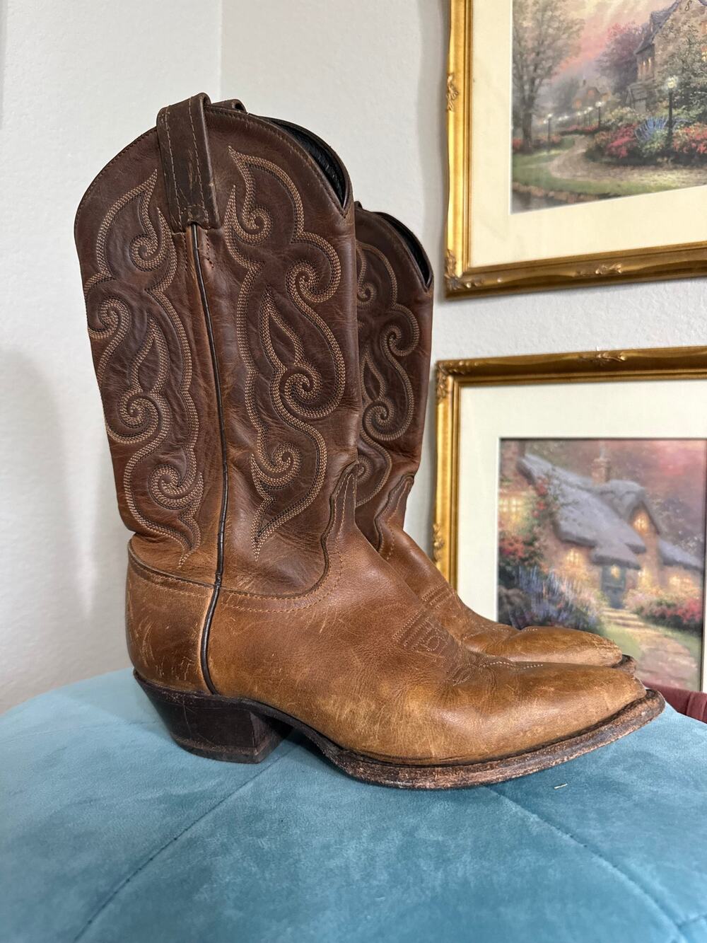 Tony Lama Vintage Brown Western Cowboy Boots